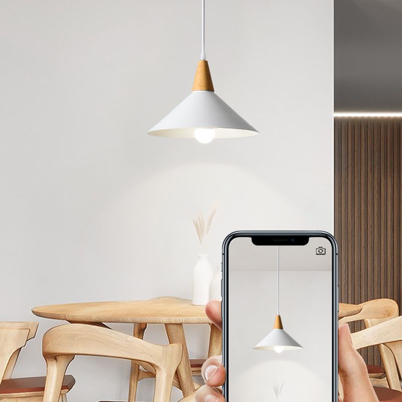 Halo Pendant Light Minimalist Metal Shape Cover Wood Natural