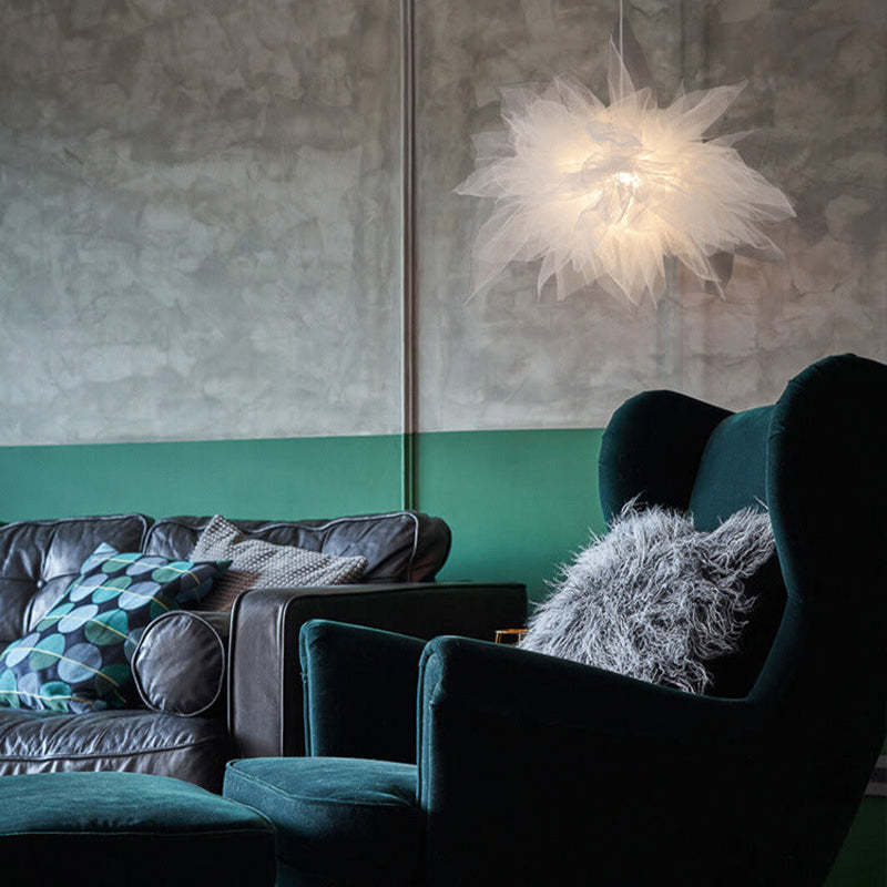 Yono Pendant Light Modern Flower Shape Fabric Bedroom
