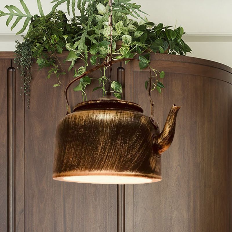 Mode Pendant Light Vintage Metal Tea Pot Rustic Matte Restaurant