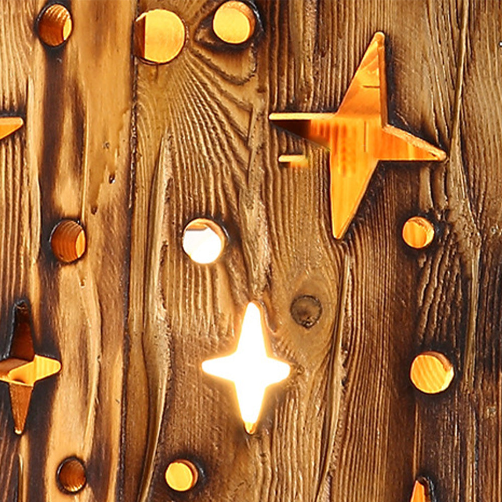 Noncu Pendant Light Retro Metal Wood Stars Living Room