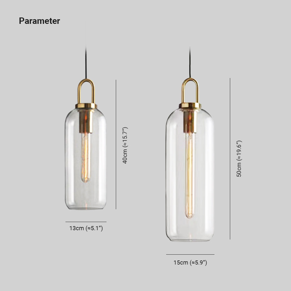 Nexa Lámpara Colgante Cilíndrica Cristal Transparente Salón