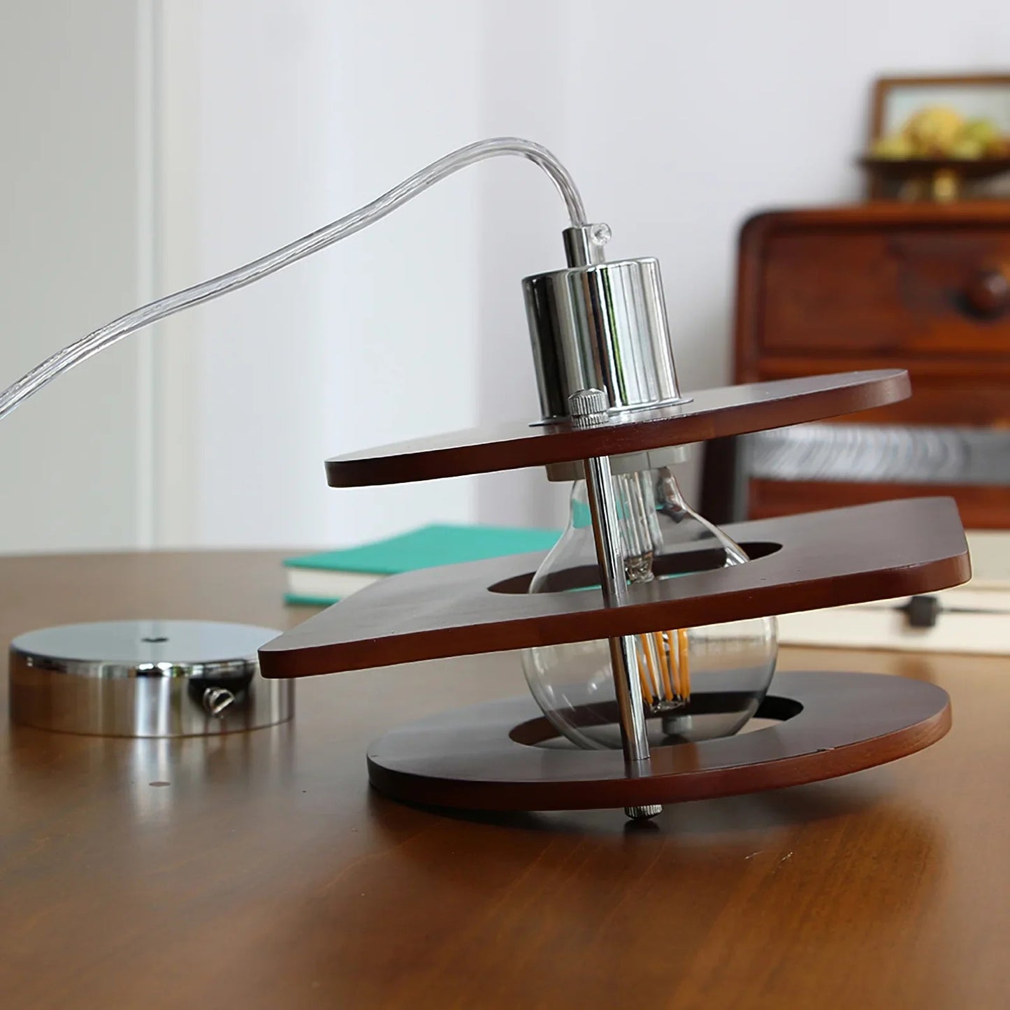 Mode Pendant Light LED Vintage Metal Walnut Dining Room Bedroom