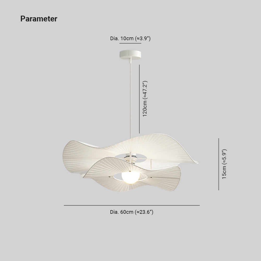 Elys Pendant Light Modern LED White Metal Fabric Living Room