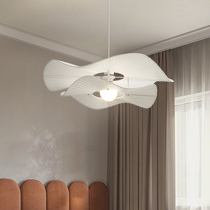 Elys Pendant Light Modern LED White Metal Fabric Living Room