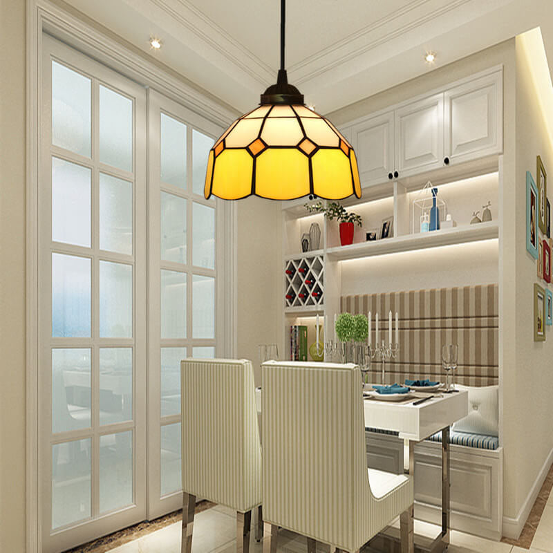 Mode Pendant Light Dome Shade European Stained Glass Living Room