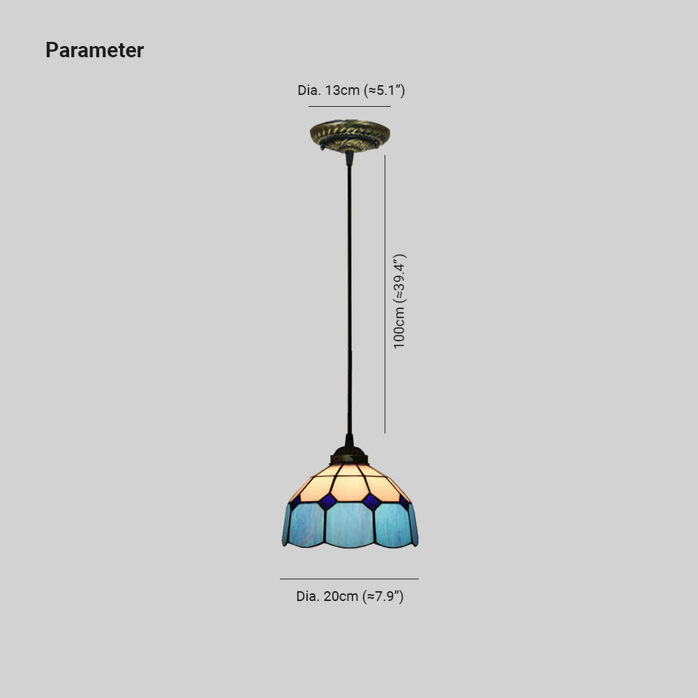 Mode Pendant Light Dome Shade European Stained Glass Living Room