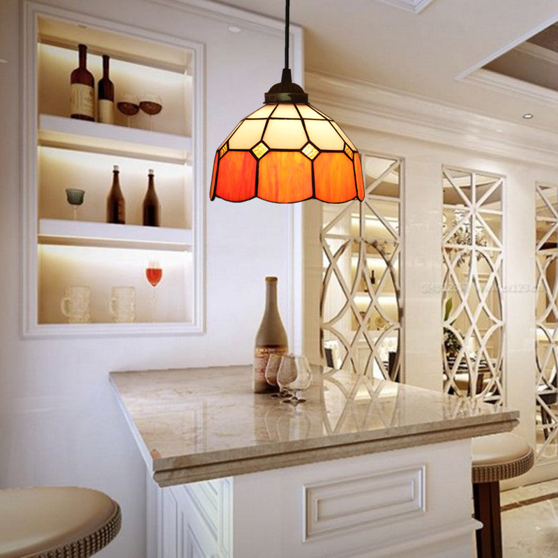 Mode Pendant Light Dome Shade European Stained Glass Living Room