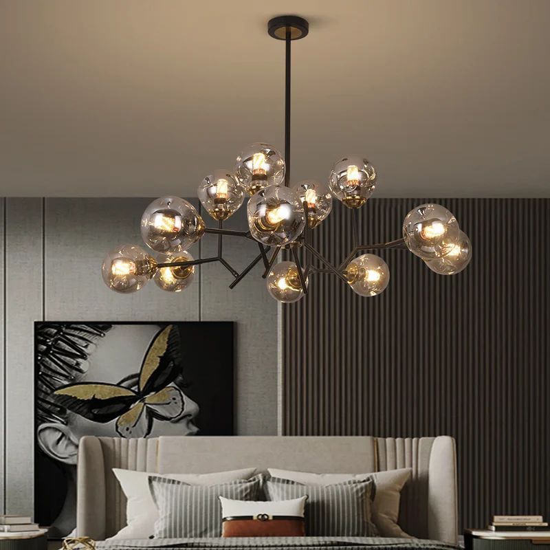 Mode Chandelier Modern Nordic 12 Head Style Glass Living Room Bedroom