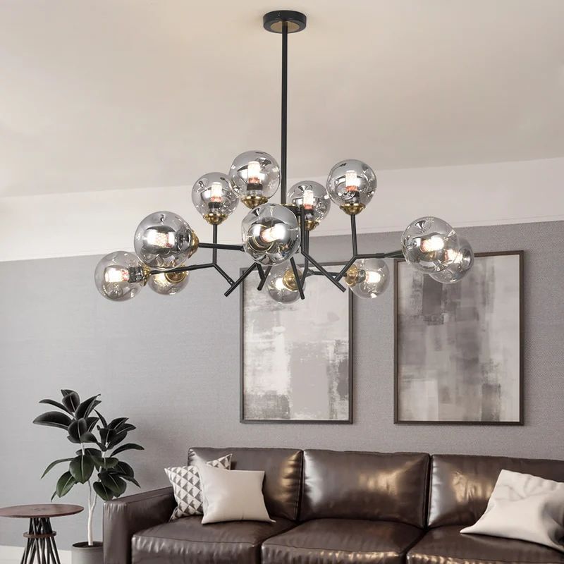 Mode Chandelier Modern Nordic 12 Head Style Glass Living Room Bedroom