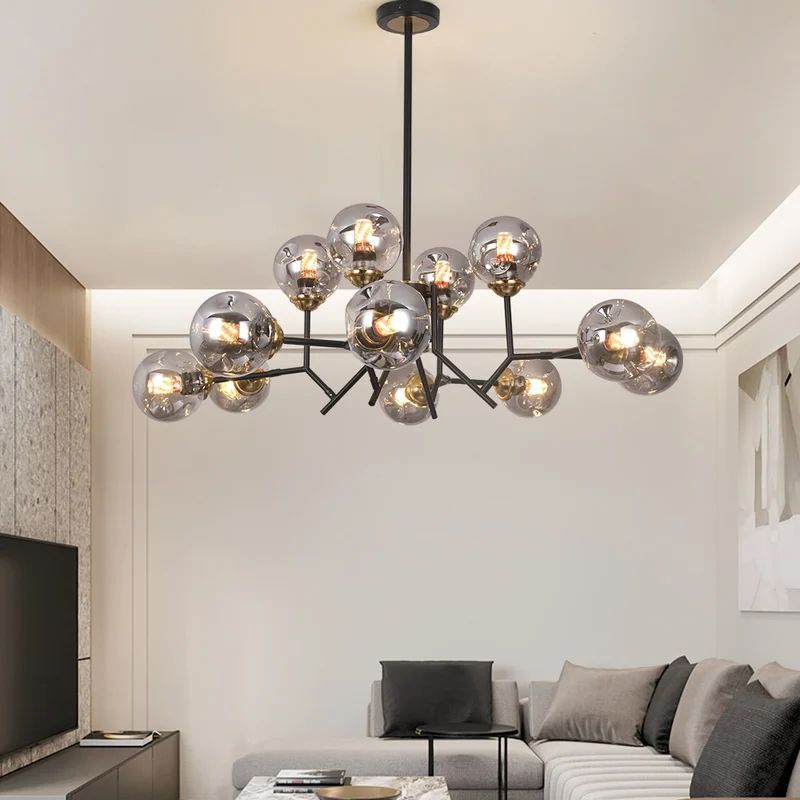 Mode Chandelier Modern Nordic 12 Head Style Glass Living Room Bedroom