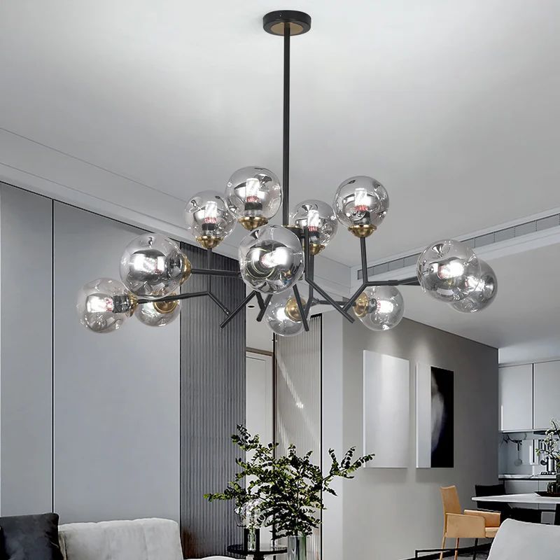 Mode Chandelier Modern Nordic 12 Head Style Glass Living Room Bedroom