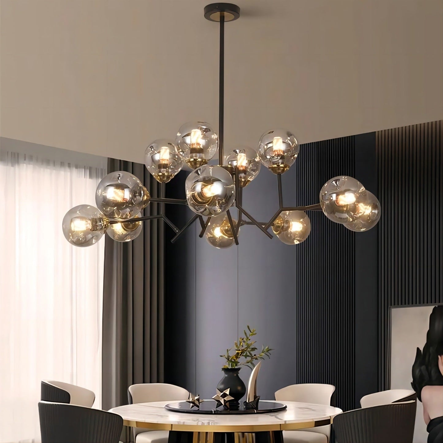 Mode Chandelier Modern Nordic 12 Head Style Glass Living Room Bedroom