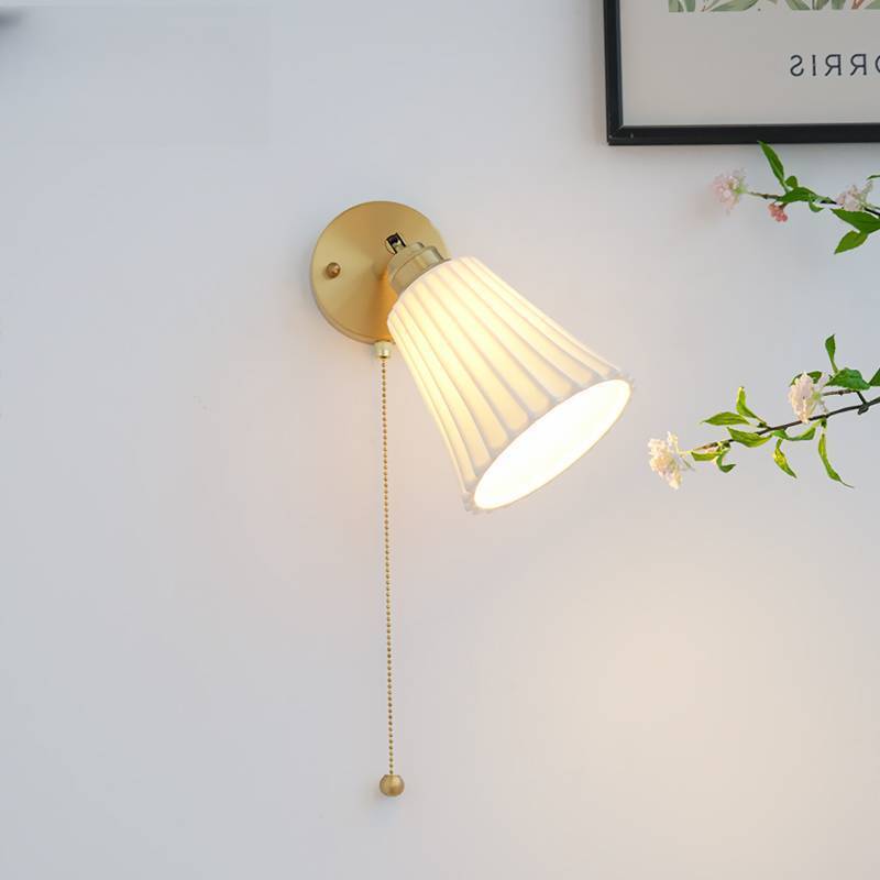 Mode Wall Lamp Modern Pull Cord Metal Ceramics Indoor Bedroom