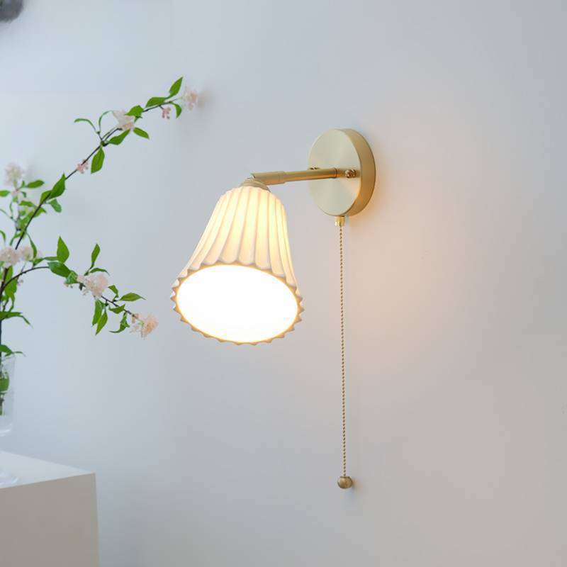 Mode Wall Lamp Modern Pull Cord Metal Ceramics Indoor Bedroom