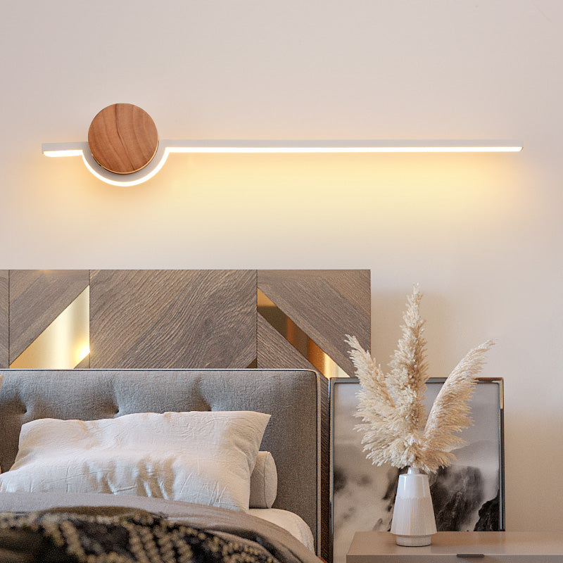 Elys Wall Lamp Nordic Modern Linear Vanity Metal Wood Bedroom Bathroom