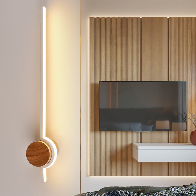 Elys Wall Lamp Nordic Modern Linear Vanity Metal Wood Bedroom Bathroom