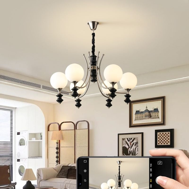 Aura Chandelier Vintage LED Indoor White Glass Living Room
