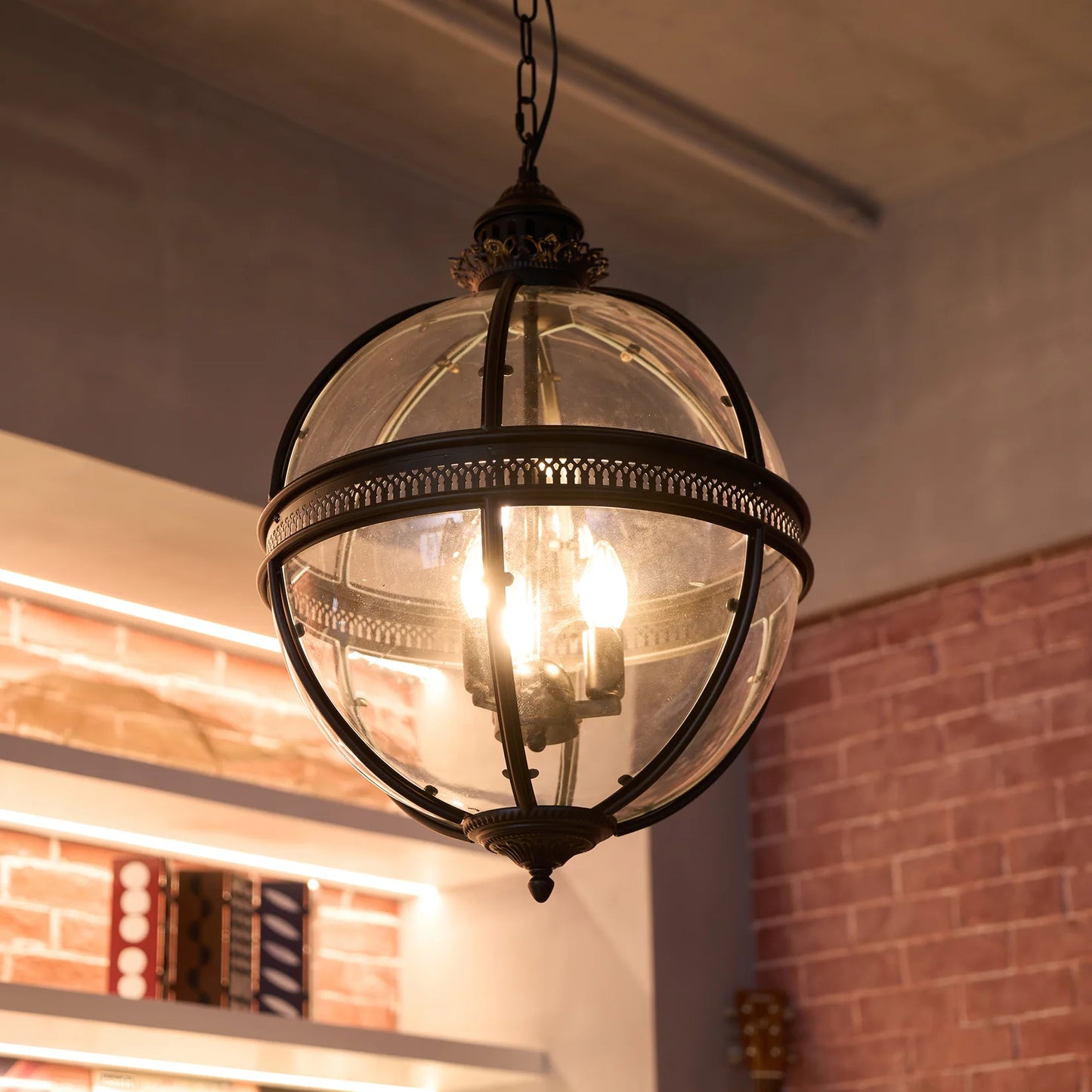 Nexa Pendant Light Vintage Glass Metal Black Dining Room Bedroom