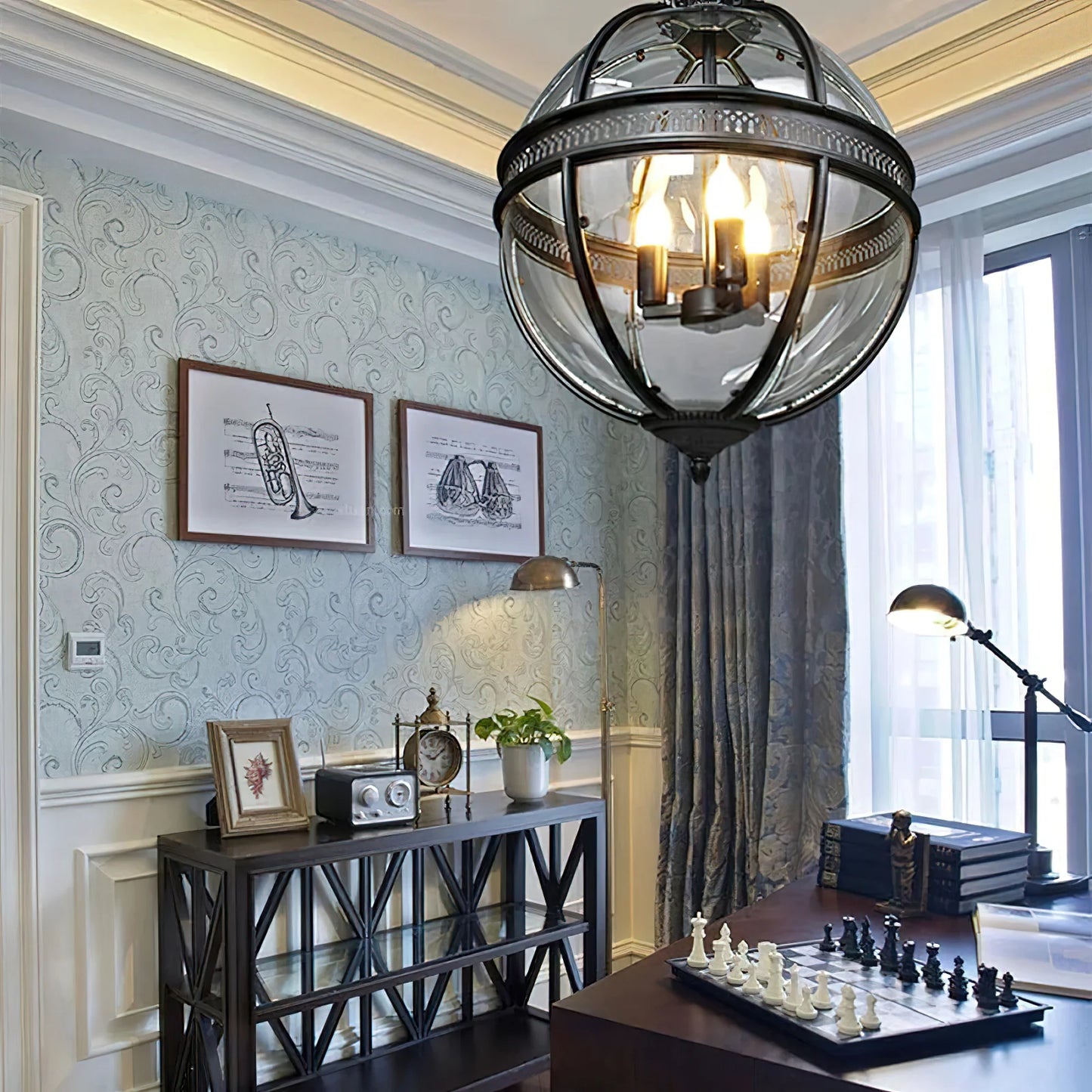 Nexa Pendant Light Vintage Glass Metal Black Dining Room Bedroom
