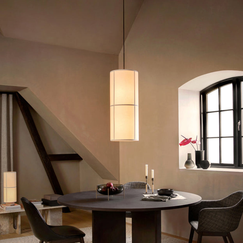 Nexa Pendant Light Wabi-Sabi Cylinder Lantern Fabric Living Room Bedroom