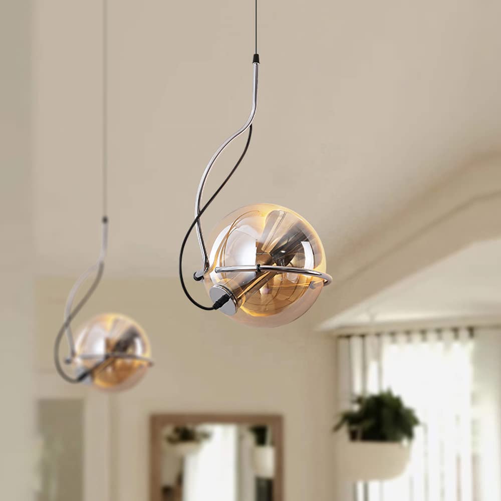 Yono Pendant Light Industry Vintage Amber Glass Living Room Bedroom