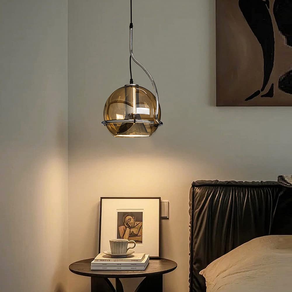 Yono Pendant Light Industry Vintage Amber Glass Living Room Bedroom
