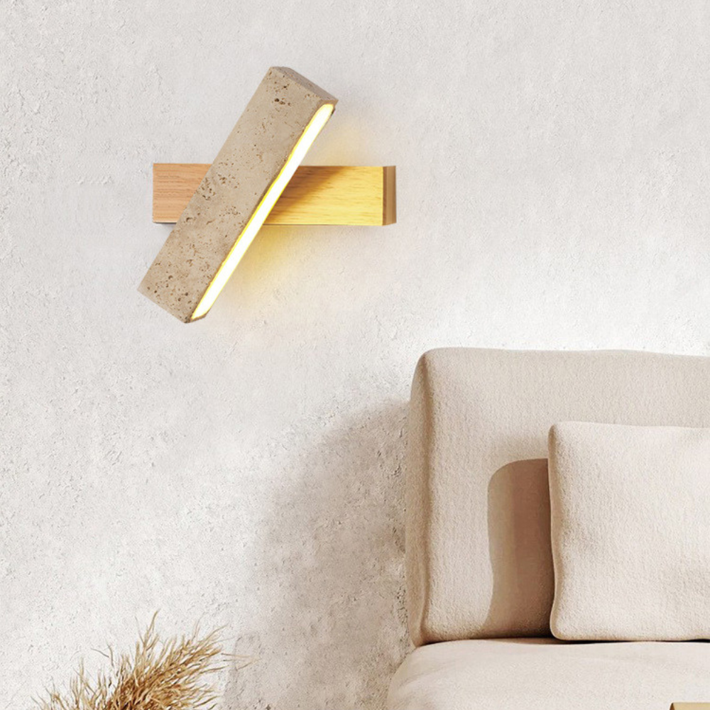 Nexa Wall Lamp Minimalist Natural Travertine Wood Adjustable Living Room Bedroom