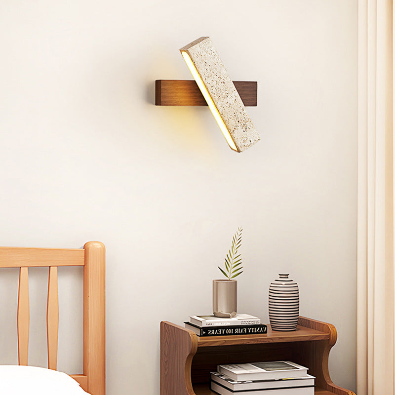 Nexa Wall Lamp Minimalist Natural Travertine Wood Adjustable Living Room Bedroom