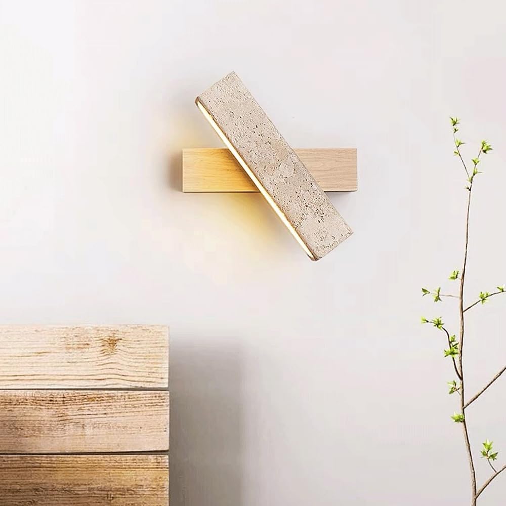 Nexa Wall Lamp Minimalist Natural Travertine Wood Adjustable Living Room Bedroom