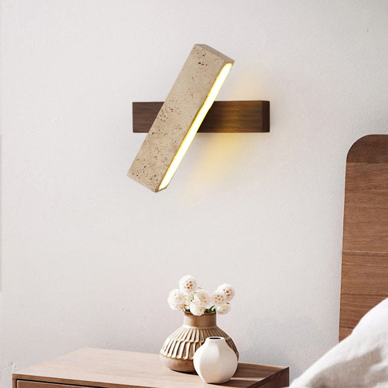 Nexa Wall Lamp Minimalist Natural Travertine Wood Adjustable Living Room Bedroom