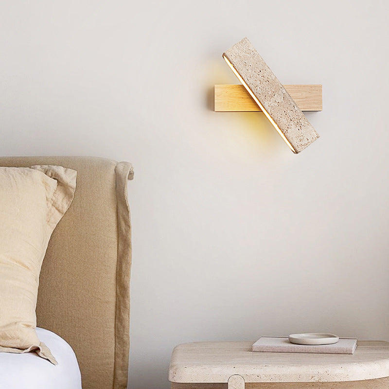 Nexa Wall Lamp Minimalist Natural Travertine Wood Adjustable Living Room Bedroom