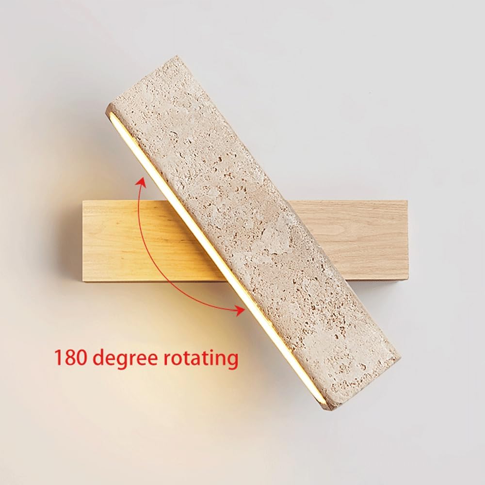 Nexa Wall Lamp Minimalist Natural Travertine Wood Adjustable Living Room Bedroom