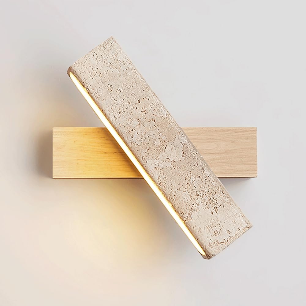 Nexa Wall Lamp Minimalist Natural Travertine Wood Adjustable Living Room Bedroom