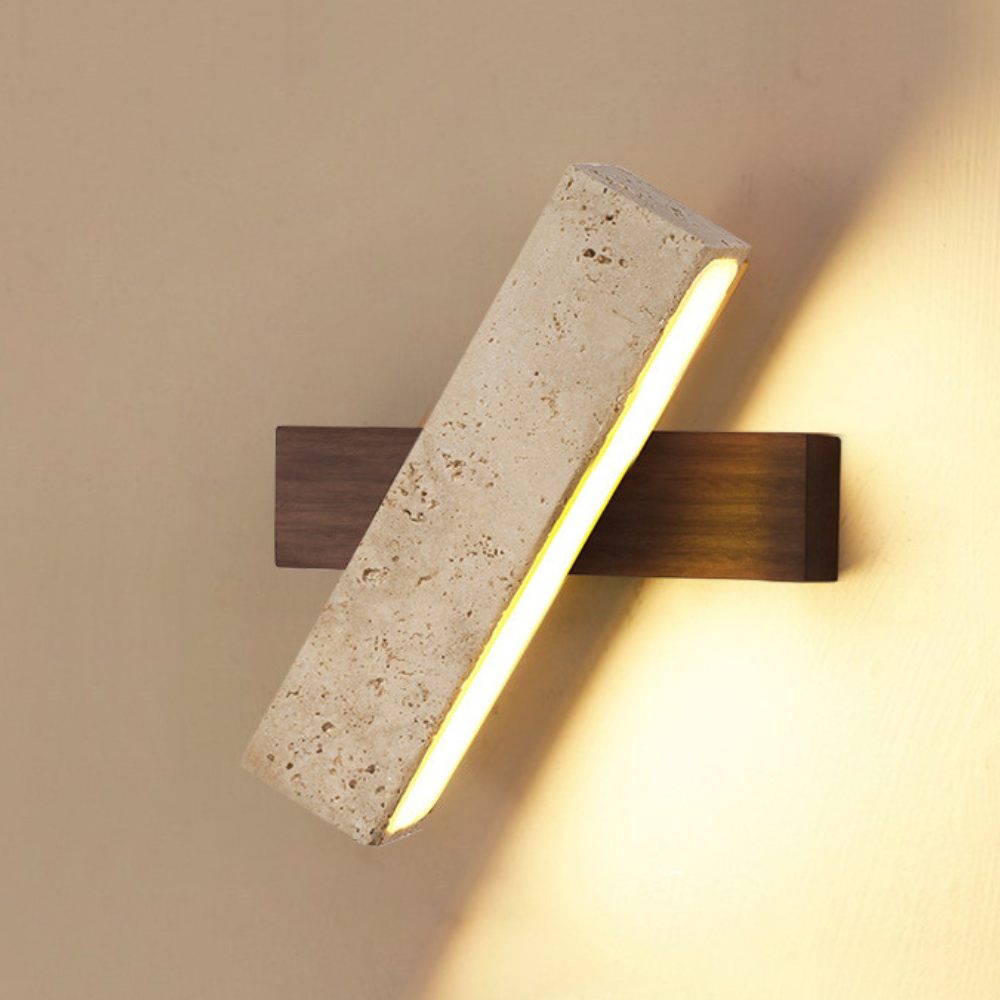 Nexa Wall Lamp Minimalist Natural Travertine Wood Adjustable Living Room Bedroom