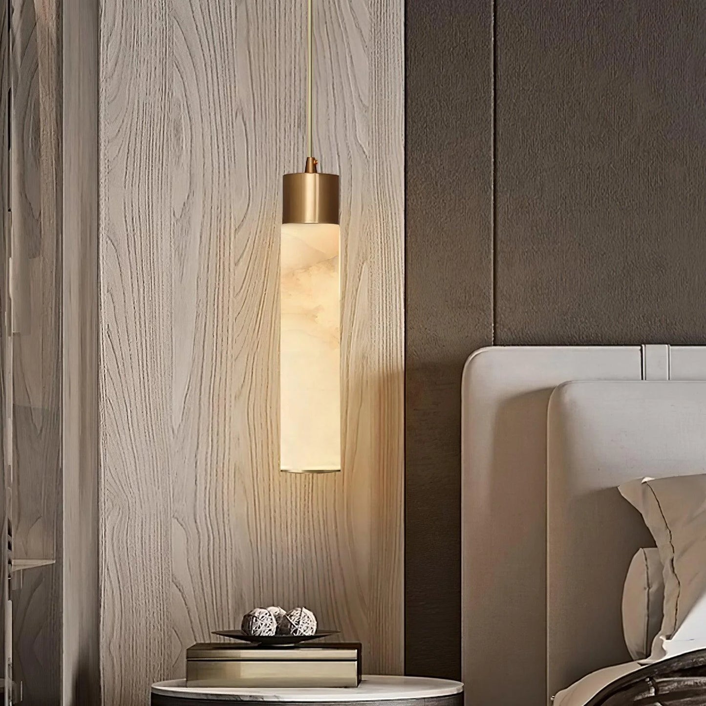 Mode Pendant Light Modern Brass Metal Alabaster Living Room Bedroom