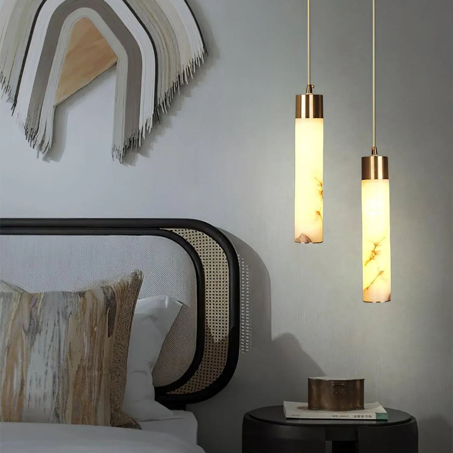 Mode Pendant Light Modern Brass Metal Alabaster Living Room Bedroom