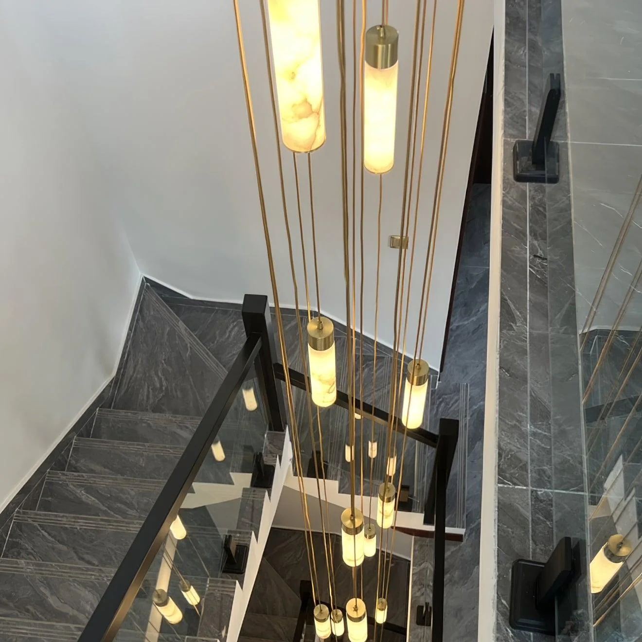 Mode Pendant Light Modern Brass Metal Alabaster Living Room Bedroom