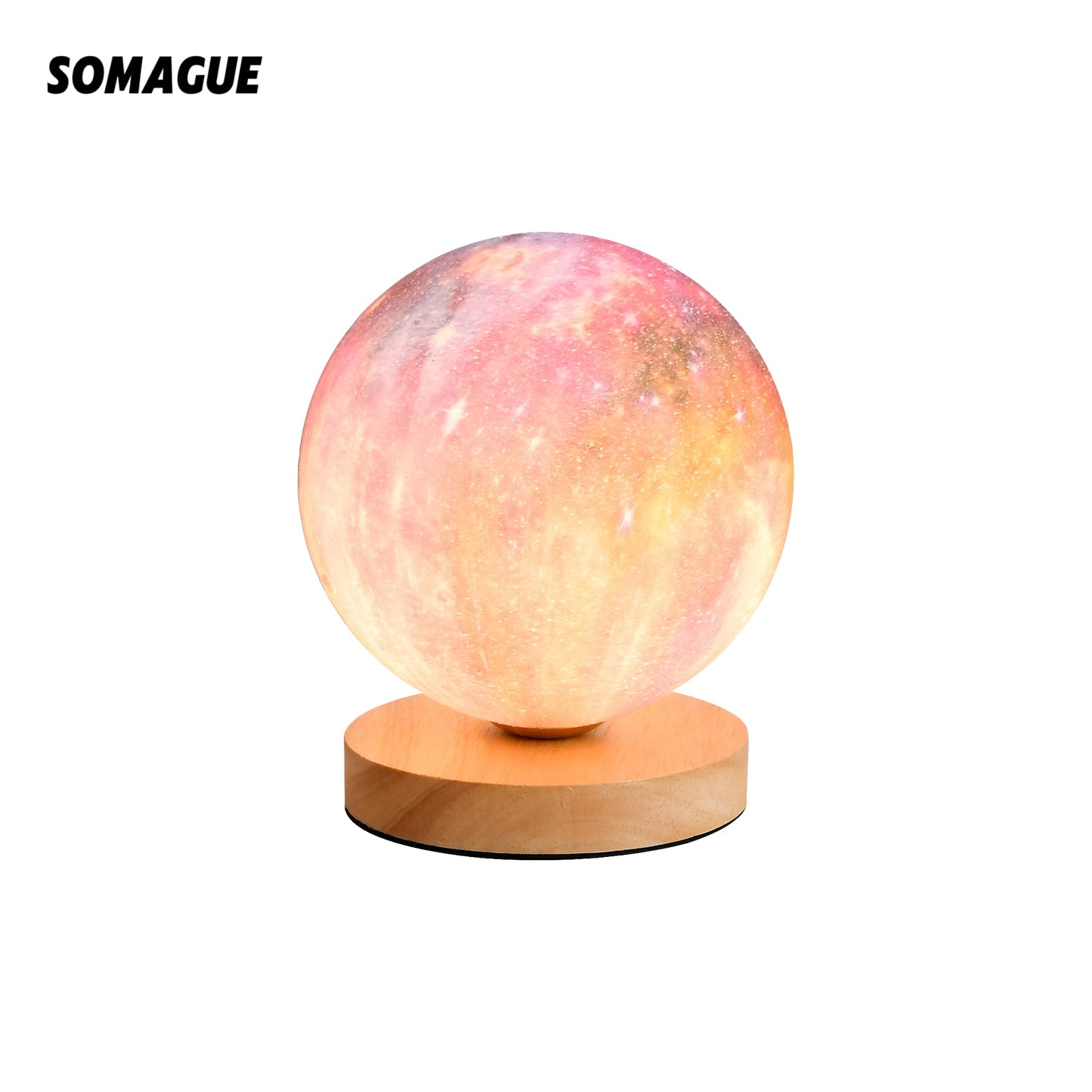Yono Table Lamp Moon Shape Modern Metal Wood Bedroom Children Room