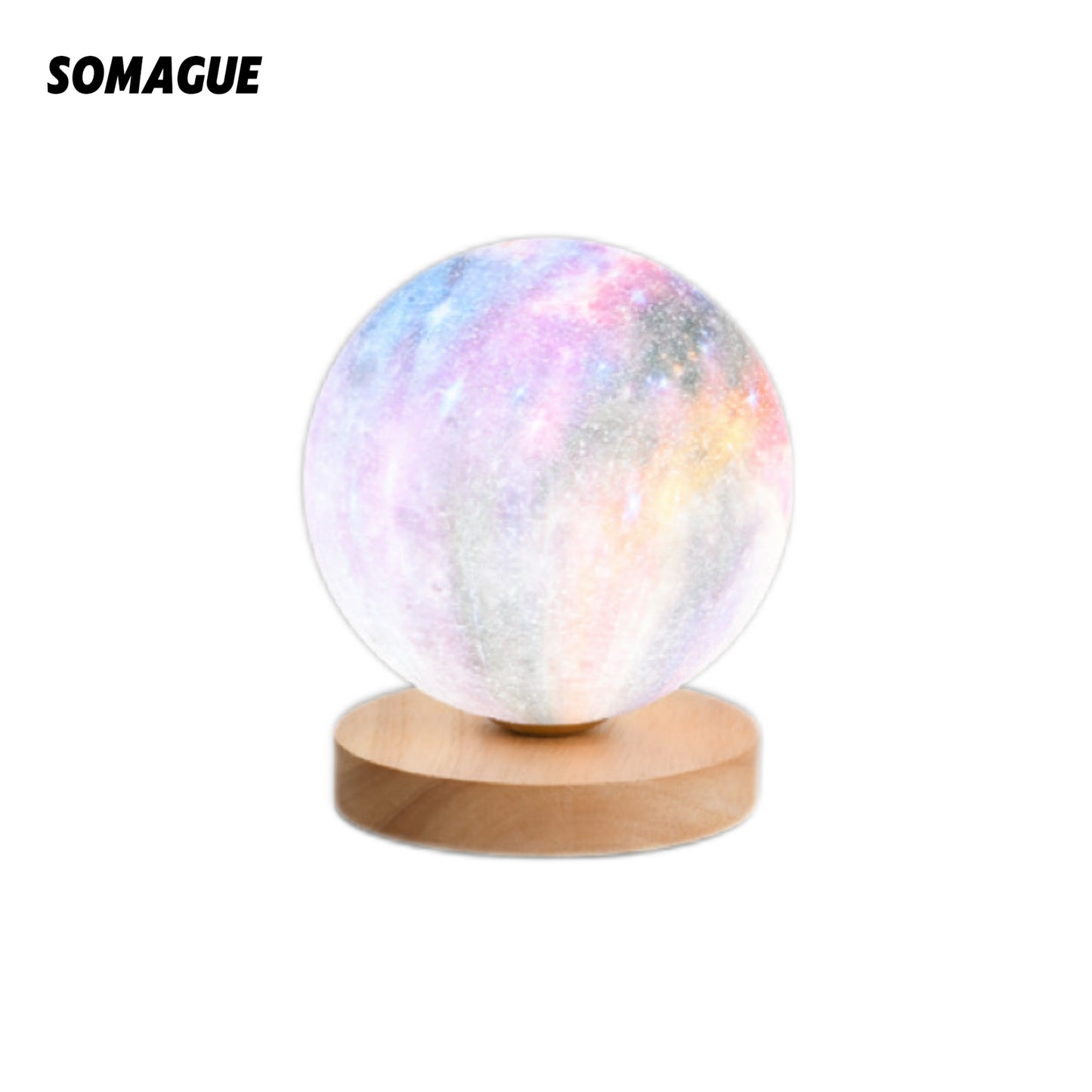 Yono Table Lamp Moon Shape Modern Metal Wood Bedroom Children Room