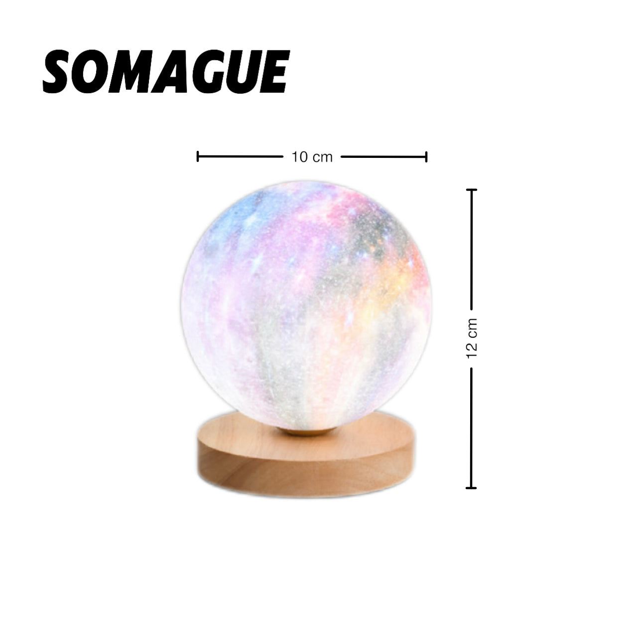 Yono Table Lamp Moon Shape Modern Metal Wood Bedroom Children Room