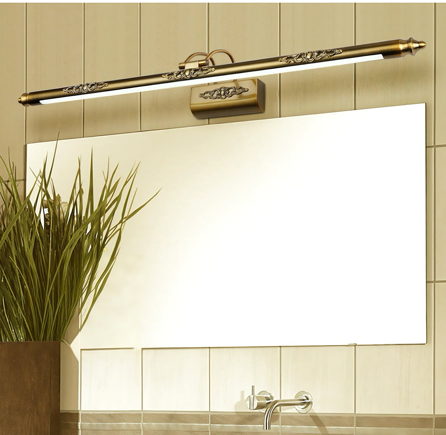 Elys Wall Lamp VIntage Linear Gold IP44 Metal Acrylic Bathroom