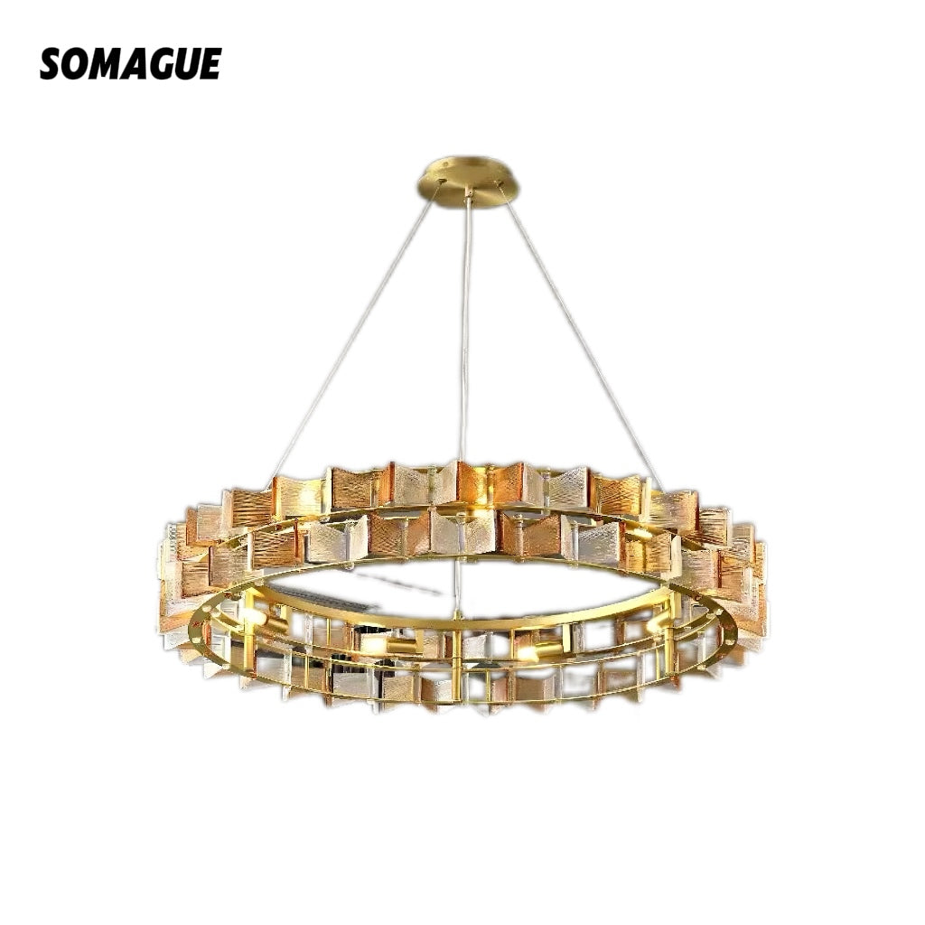 Mode Chandelier Vintage Luxury Glass Metal Living Room Bedroom