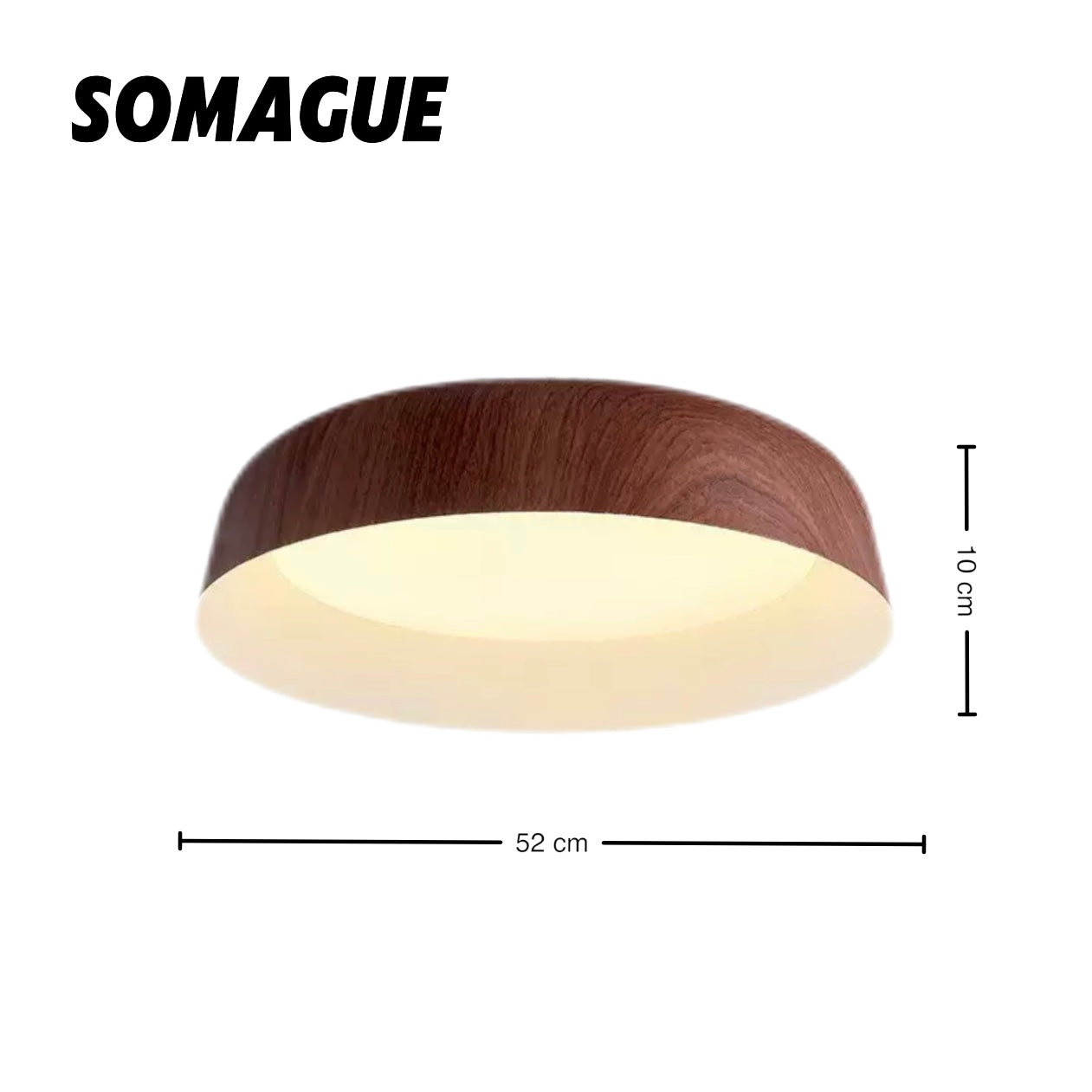 Soleil Flush Mount Ceiling Light Minimalist Walnut Metal Living Room