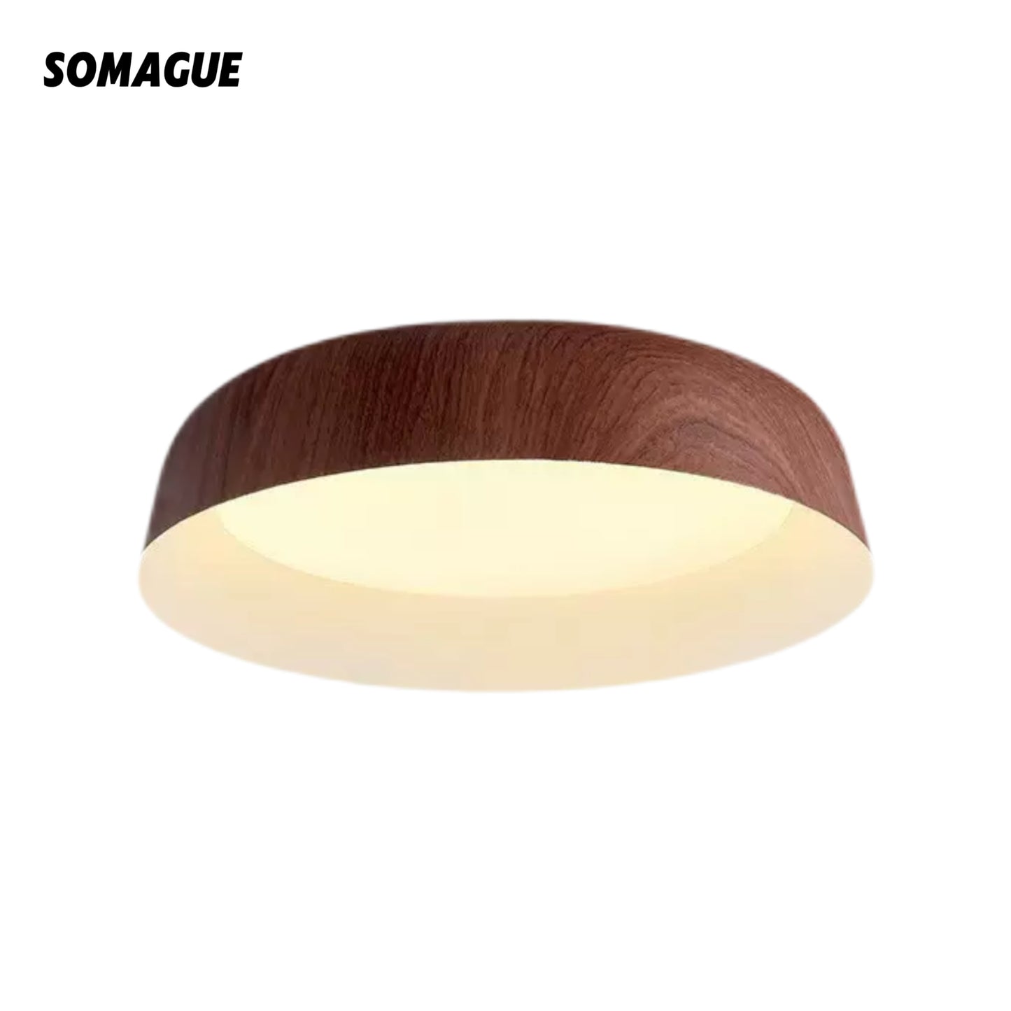 Soleil Flush Mount Ceiling Light Minimalist Walnut Metal Living Room