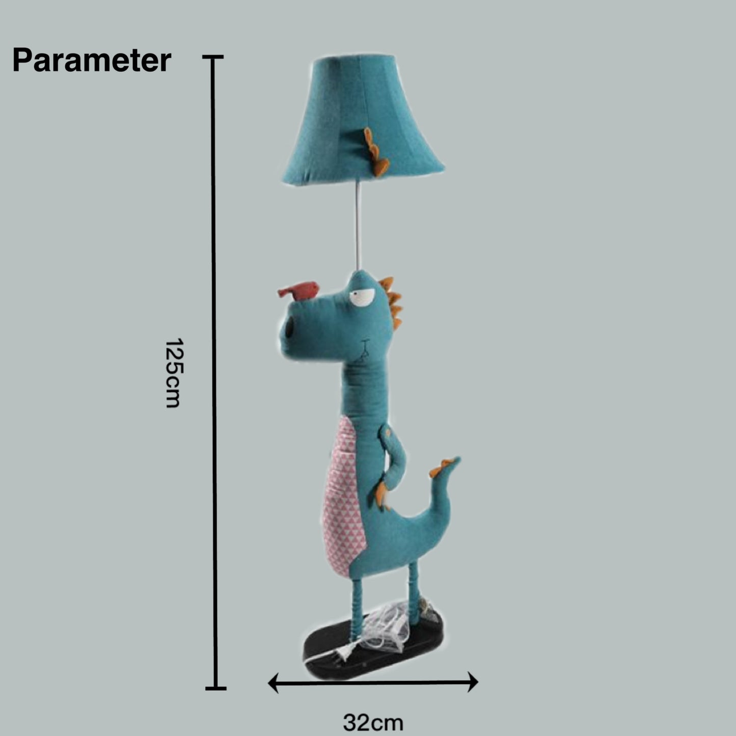 Yono Floor Lamp Modern Metal Fabric Dinosaur Living Room Bedroom