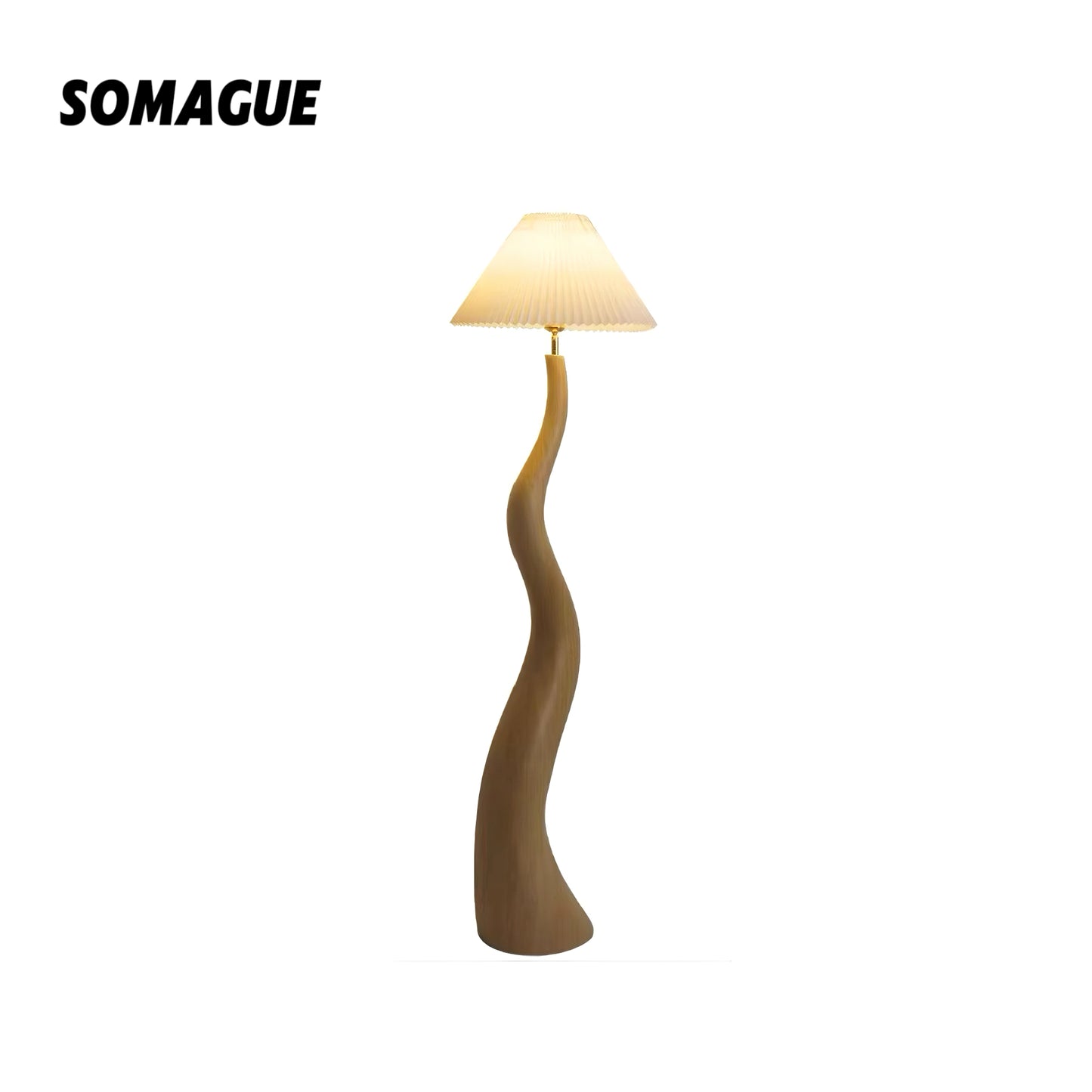 Mode Floor Lamp Handmade Wood-Shade Walnut Living Room Bedroom