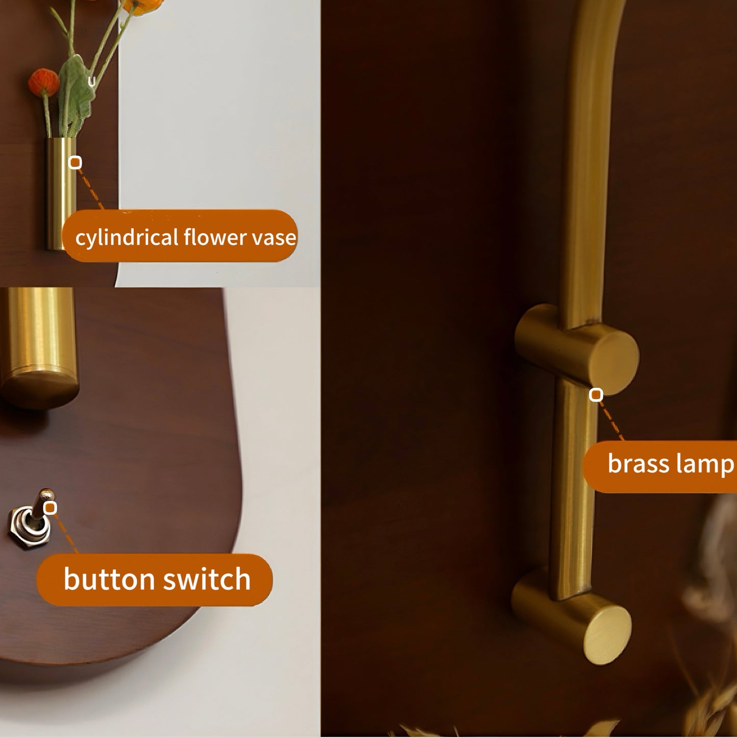 Mode Wall Lamp Classic Bronze Wood Glass Living Room Bedroom