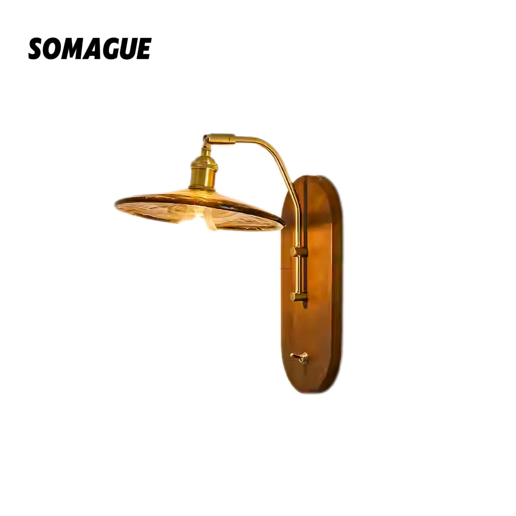 Mode Wall Lamp Classic Bronze Wood Glass Living Room Bedroom