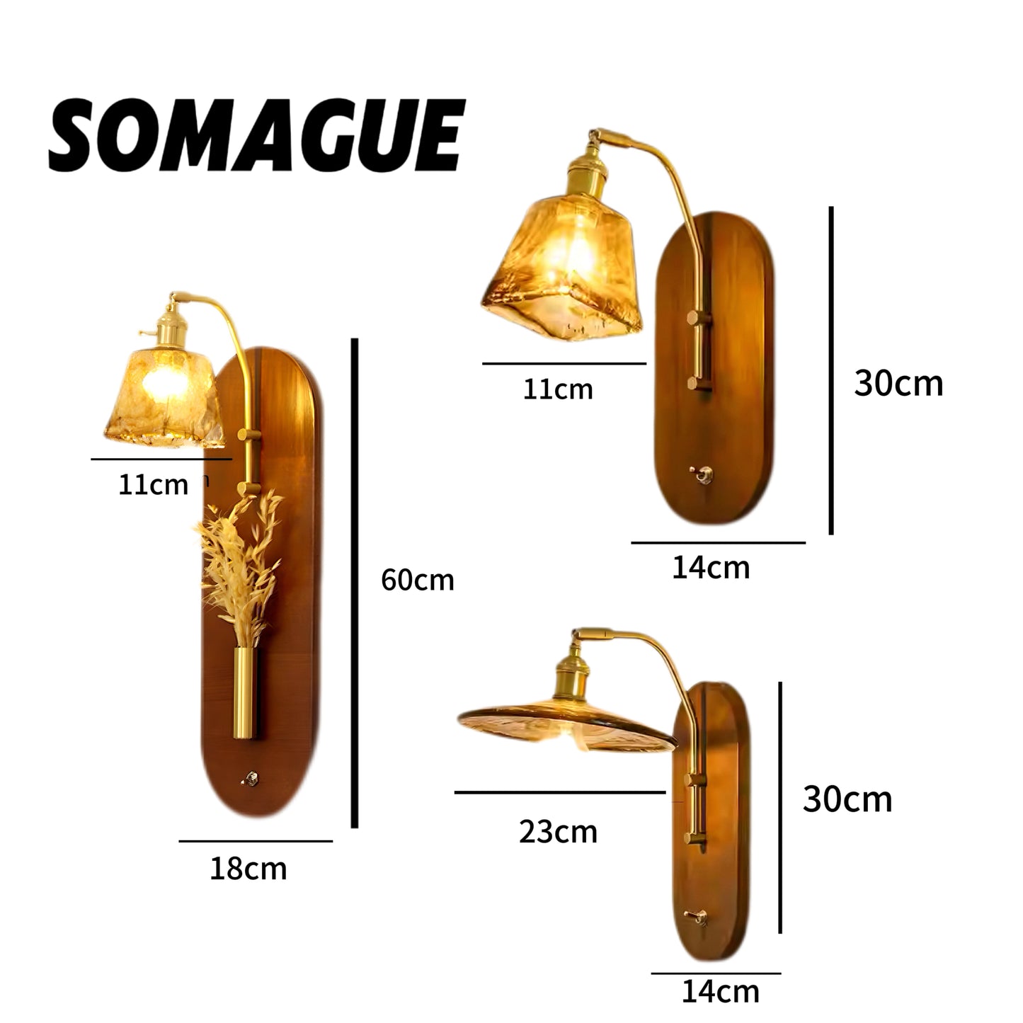 Mode Wall Lamp Classic Bronze Wood Glass Living Room Bedroom