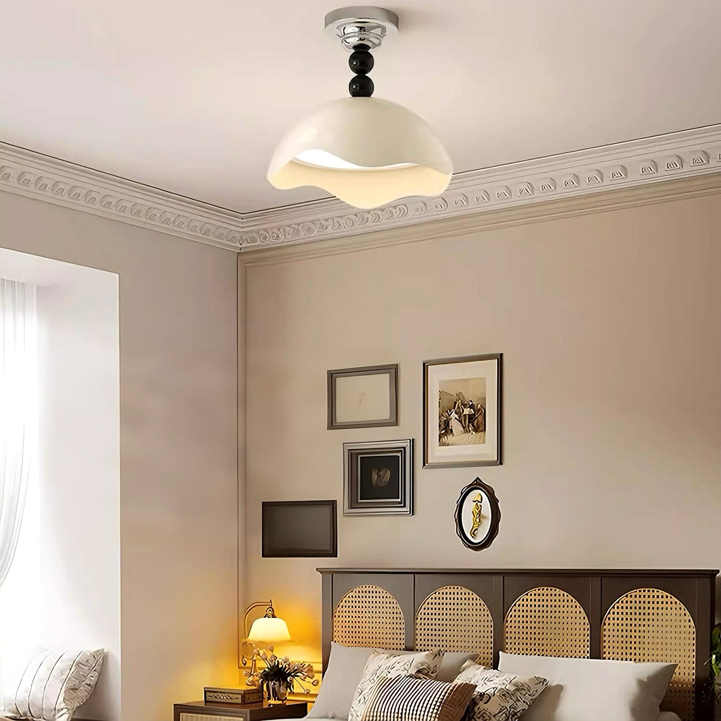 Yono Ceiling Light Eggshell Memphis Modern Cream Acrylic Bedroom